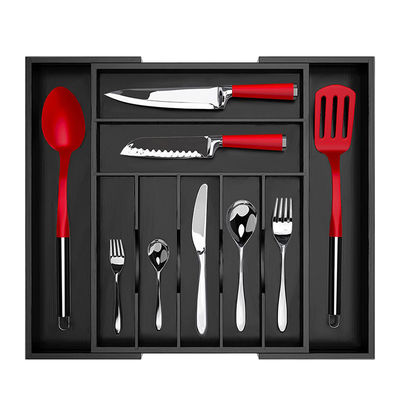 Cuchillería de bambú Contenedor de utensilios de plata y bandeja de cubiertos Organizador de cajones para utensilios de piso Personalizar tamaño