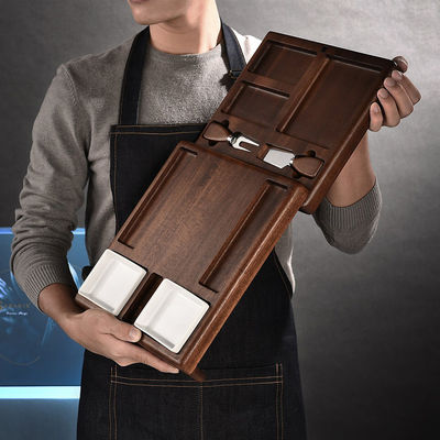 Tabla de corte de bambú multifunción personalizable con soporte y colander plegable