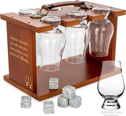 Contenedor de secado de vidrio barnizado de nivel único para vasos de degustación de whisky de bourbon