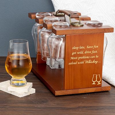 Contenedor de secado de vidrio barnizado de nivel único para vasos de degustación de whisky de bourbon