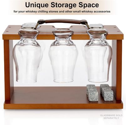 Contenedor de secado de vidrio barnizado de nivel único para vasos de degustación de whisky de bourbon