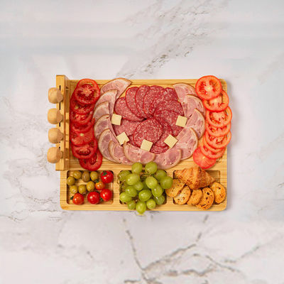 Tabla de corte de bambú con escala y almacenamiento plegable de grano final de madera dura tabla de piedra