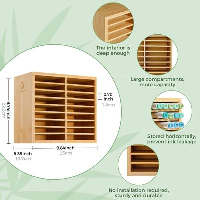 Almacenamiento de escritorio de madera contiene 126 marcadores 48 colores pastel en organizador de marcadores de bambú
