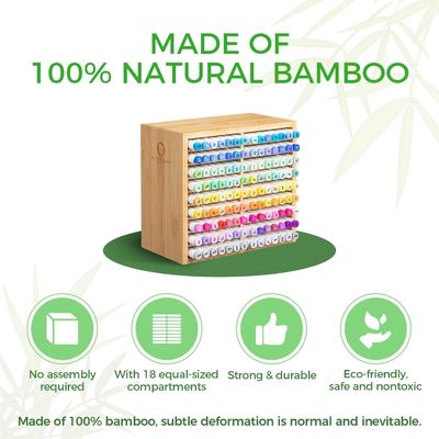 Almacenamiento de escritorio de madera contiene 126 marcadores 48 colores pastel en organizador de marcadores de bambú