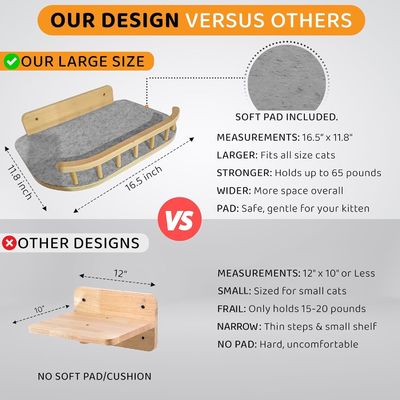 Logotipo de juguetes para mascotas Logotipo personalizado Acceptable Estante de esquina de gato de madera y escalones de pared grandes