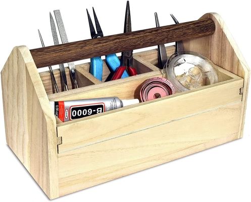 Pedido personalizado aceptado Caja de almacenamiento de herramientas artesanales de cajón de madera con madera de pino / bambú