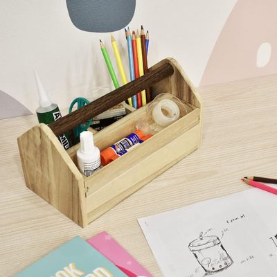 Pedido personalizado aceptado Caja de almacenamiento de herramientas artesanales de cajón de madera con madera de pino / bambú