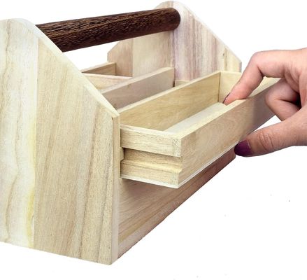 Pedido personalizado aceptado Caja de almacenamiento de herramientas artesanales de cajón de madera con madera de pino / bambú