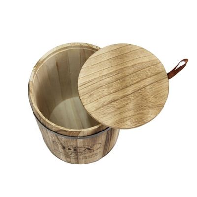 18x18x27cm Logotipo personalizado Envasado en barril de madera Artesanía de estilo vintage Paulownia grande
