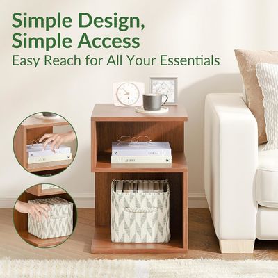 Espacios pequeños Muebles de dormitorio Minimalista 3 Término de la mesa de nivel con almacenamiento abierto Mesa de noche