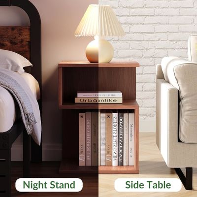 Espacios pequeños Muebles de dormitorio Minimalista 3 Término de la mesa de nivel con almacenamiento abierto Mesa de noche