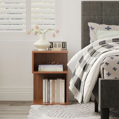 Espacios pequeños Muebles de dormitorio Minimalista 3 Término de la mesa de nivel con almacenamiento abierto Mesa de noche