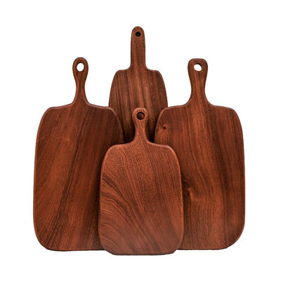 Mini tabla de corte de madera de acacia con diseño de madera de alimentos circulares y portacuchillos