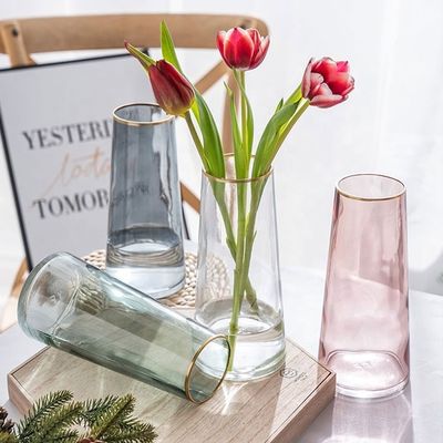 Vaso de vidrio verde de estilo moderno de color puro personalizado Decoración para el hogar para el aniversario