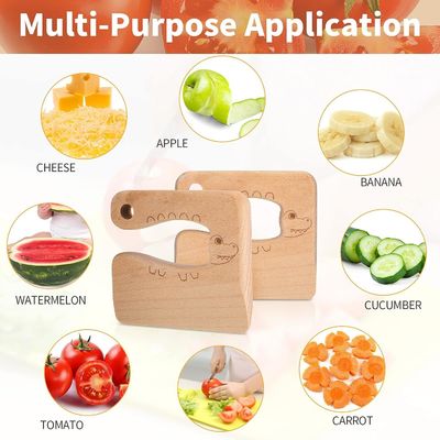 OEM Cuchillo de madera para niños para cocinar Peces lindos de forma de dinosaurio Juguete de cocina Cortador de verduras