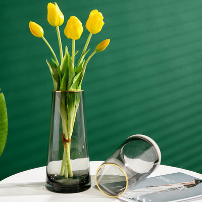 Vaso decorativo de flores de lujo estilo de diseño moderno para arreglos de bodas de piso alto