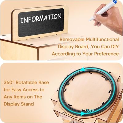 Material de vidrio de madera Estante de postales de madera con pizarra de tamaño pequeño