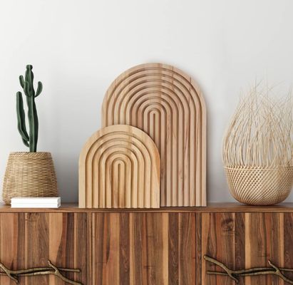 Logotipo personalizado Acceptable tablero de corte de madera en forma de arco iris para decoración de cocina en el hogar