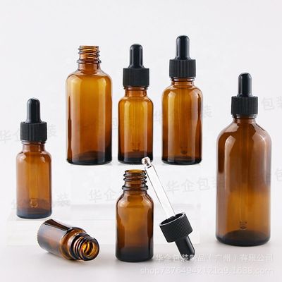 5 ml 10 ml 15 ml 20 ml 30 ml 50 ml 100 ml Botella de goteo de vidrio ámbar con y frasco de vidrio para alimentos