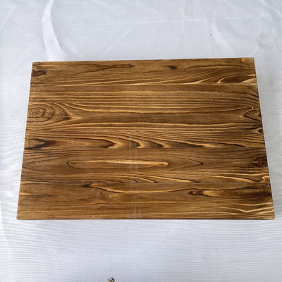 Diseños personalizados aceptados bandeja rústica rectangular de madera con asas metálicas