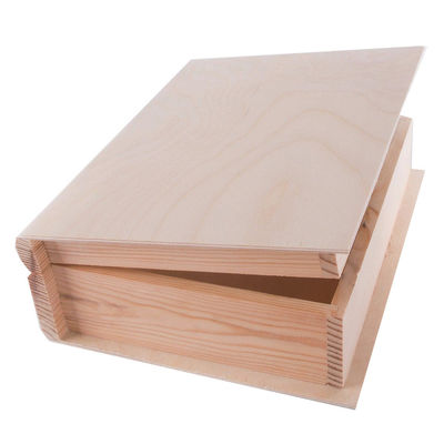Caja en forma de libro de color de madera de pino personalizada para artefactos de regalo de madera sin terminar