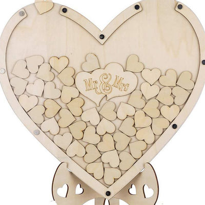 Decoraciones de boda rústicas alternativas Corazones de madera barnizados Libro de invitados para tamaño personalizado