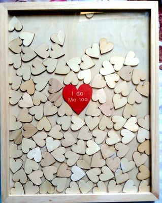 Decoraciones de boda rústicas alternativas Corazones de madera barnizados Libro de invitados para tamaño personalizado