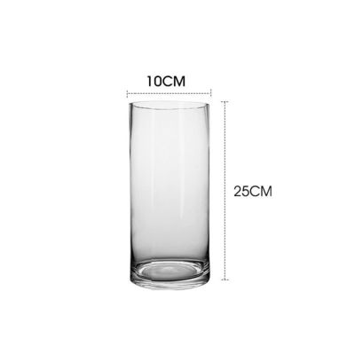 Vaso de mesa de diseño minimalista para vidrio transparente Vaso de flores cilíndrico en estilo nórdico