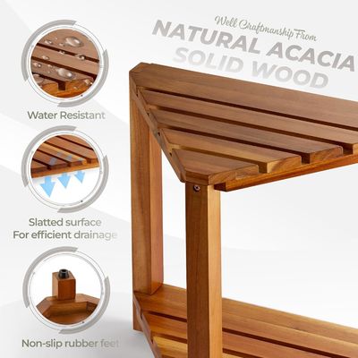 Muebles de salón Bancos de ducha de esquina de madera asientos y bancos con estante de almacenamiento