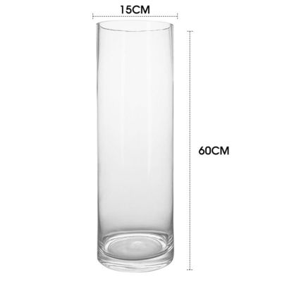 Vaso de vidrio transparente de cilindro alto espesado en estilo europeo con un rango de altura de 10-60 cm
