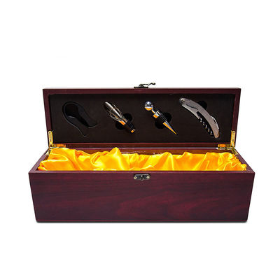 Caja de regalo de vino de impresión quemada de 750 ml para diseño de moda Construcción de madera MDF