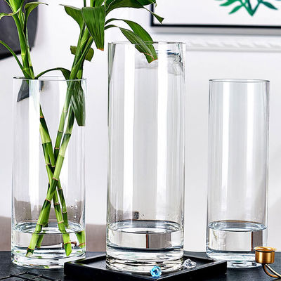 Vaso de vidrio transparente de cilindro alto espesado en estilo europeo con un rango de altura de 10-60 cm