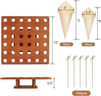 Estante de cone de helado de madera de color simple para camiones de comida o eventos de catering