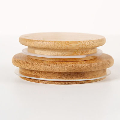 Capa de bambú decorativo de color natural personalizado para frascos de taza de vidrio de alto borosilicato