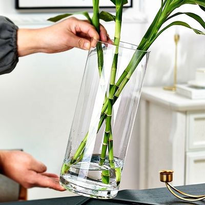 Vaso de vidrio grande y transparente para decoración en todas las estaciones de año