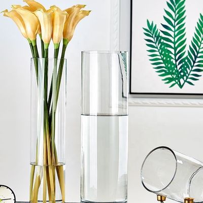 Vaso de vidrio grande y transparente para decoración en todas las estaciones de año