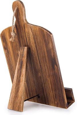 Estante de libros de cocina de madera de pino con instalación permanente y tabla de corte marrón