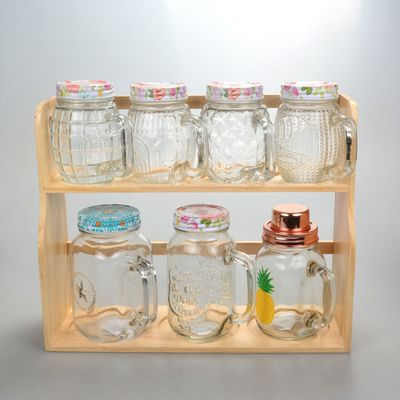 Jarrón de vidrio de almacenamiento elegante y transparente con cubierta de plástico de colores 100% seguro para alimentos