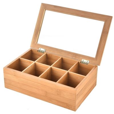 Juguetes industriales Impresión personalizada Envases de té de madera de bambú con tapa de vidrio sin terminar