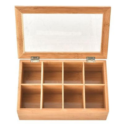 Juguetes industriales Impresión personalizada Envases de té de madera de bambú con tapa de vidrio sin terminar