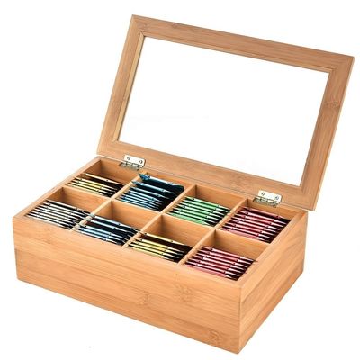 Juguetes industriales Impresión personalizada Envases de té de madera de bambú con tapa de vidrio sin terminar