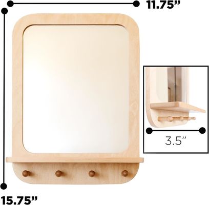 Espejo de entrada con ganchos y organizador de estantes estilo de diseño rústico