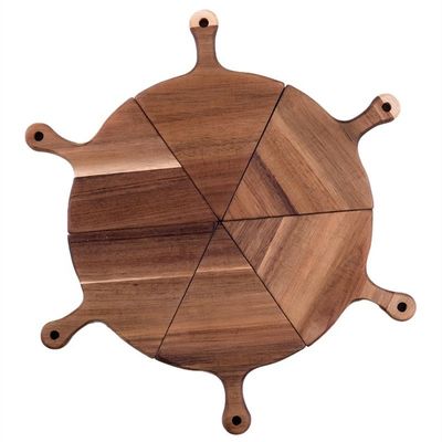 OEM ODM Aceptado Tamaño personalizado Eco-amigable No pegado Cena Plato de pizza de madera bandeja de servicio 6pcs