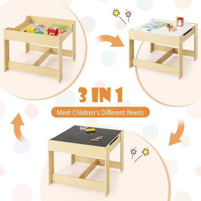 Niños Tabla de actividades de madera y 2 sillas Niños juego de aprendizaje conjunto con cajón de almacenamiento