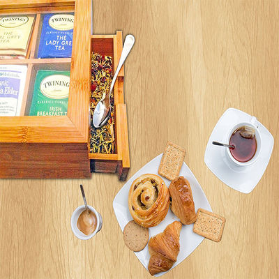 Caja de variedad de té de madera de pino en color personalizado para la colección de té
