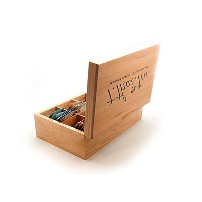 8 Compartimiento Caja de té de madera de color natural adecuada para serigrafía