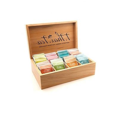 8 Compartimiento Caja de té de madera de color natural adecuada para serigrafía