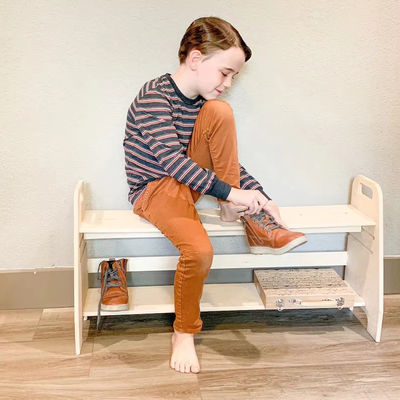 Muebles de madera Montessori desmontables para niños Banco de zapatos en sala de estar Sala de juegos