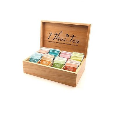 8 Compartimiento Caja de té de madera de color natural adecuada para serigrafía