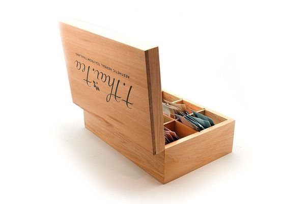 8 Compartimiento Caja de té de madera de color natural adecuada para serigrafía